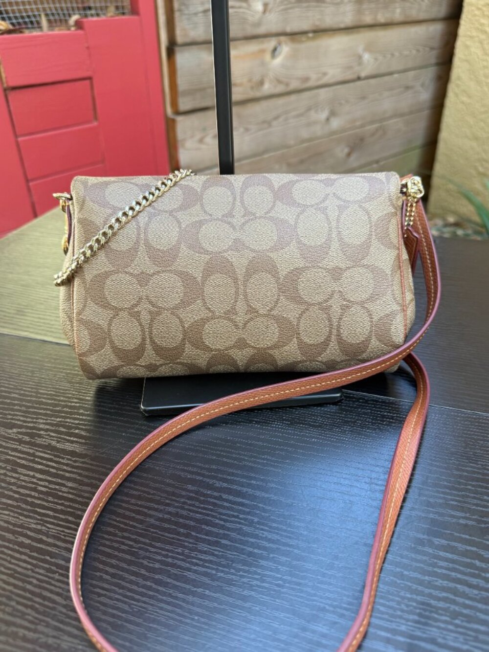 Coach Mini Ruby Crossbody Shoulder Bag w/ Gold Chain Monogram Canvas Leather - Picture 9 of 16